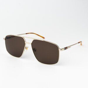 Gucci Women NAVIGATOR Sunglasses Gold Brown Aviator GG1676S 002 BRAND NEW